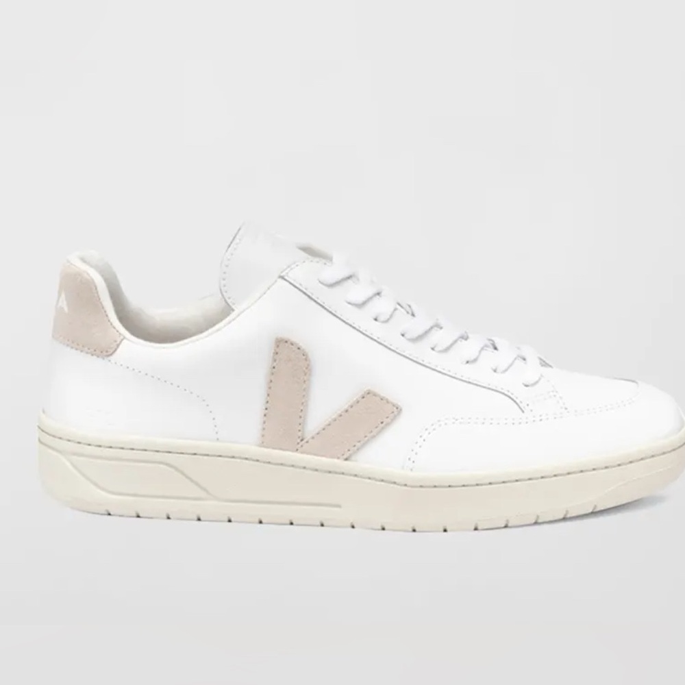 Veja White and Tan Casual Sneakers